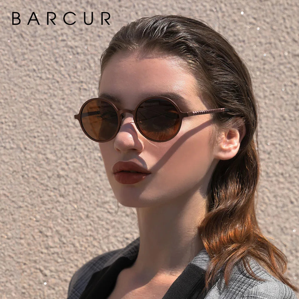 Óculos de Sol Redondo BARCUR Retrô Vintage UV400 – Luxo Masculino e Feminino