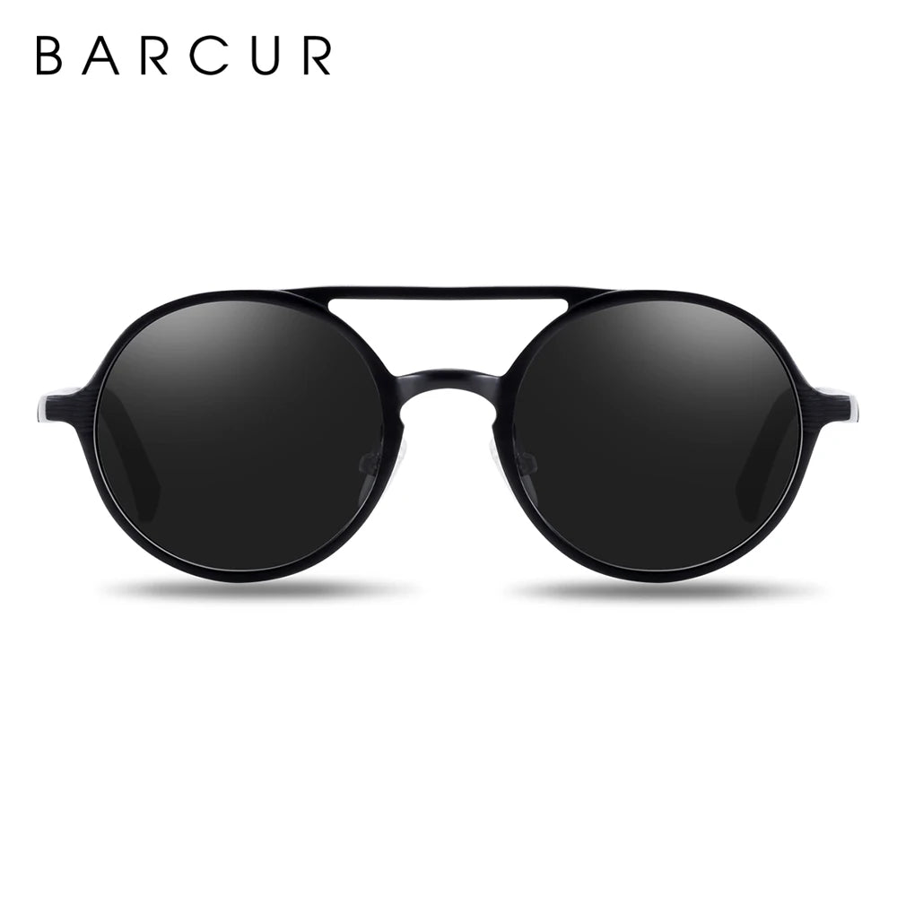 Óculos de Sol Redondo BARCUR Retrô Vintage UV400 – Luxo Masculino e Feminino