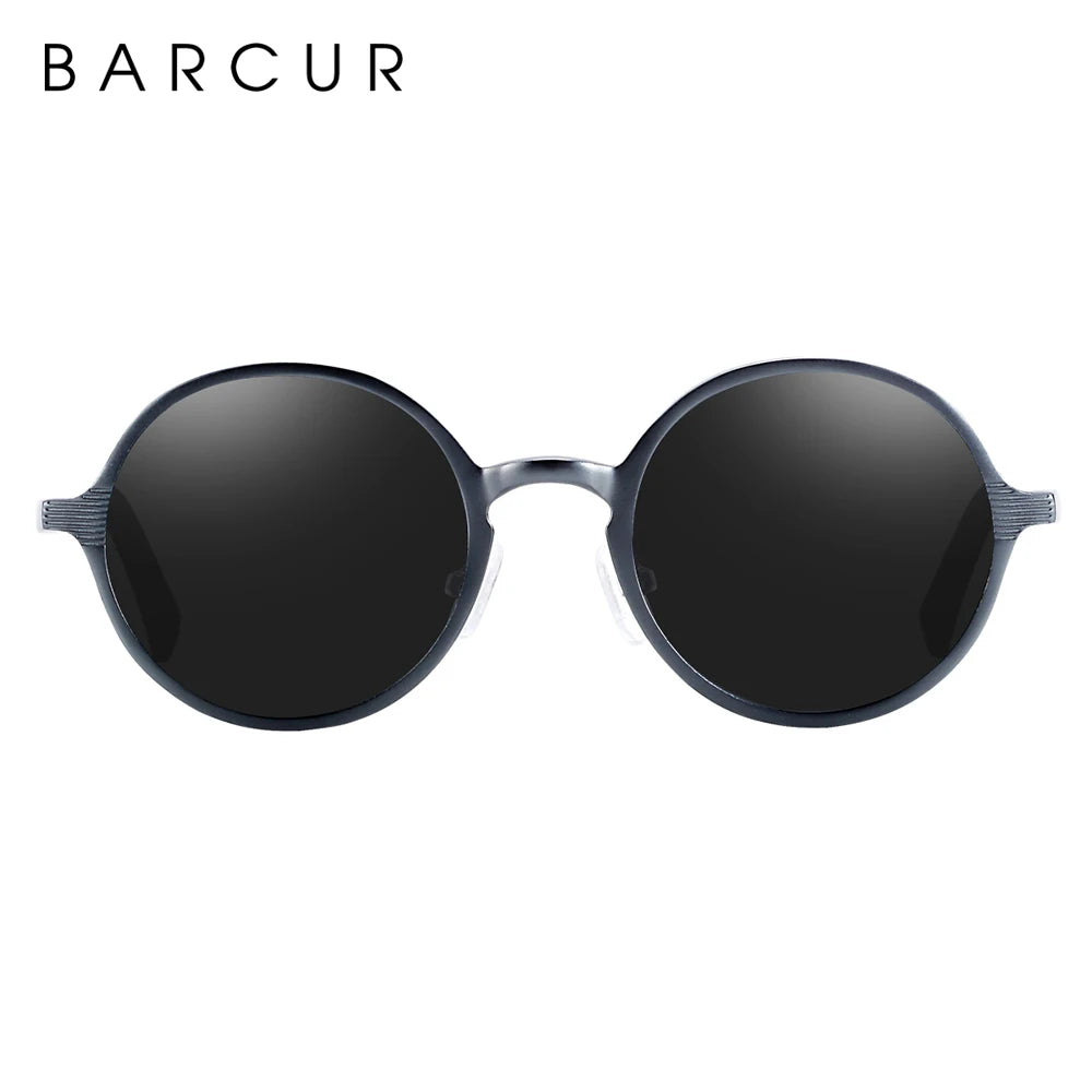 Óculos de Sol Redondo BARCUR Retrô Vintage UV400 – Luxo Masculino e Feminino