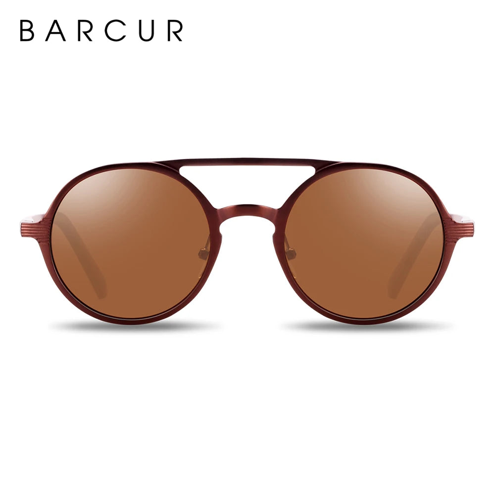 Óculos de Sol Redondo BARCUR Retrô Vintage UV400 – Luxo Masculino e Feminino