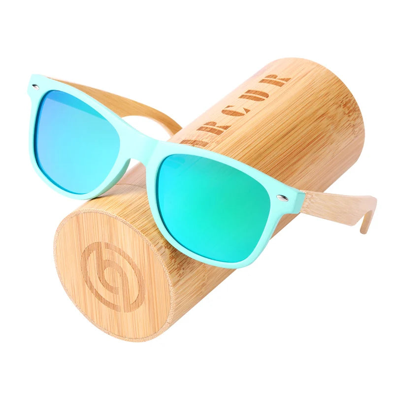 Óculos de Sol Masculino BARCUR – Polarizado em Bambu com Proteção UV400 e Armação Verde