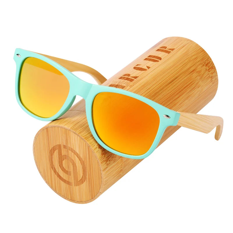 Óculos de Sol Masculino BARCUR – Polarizado em Bambu com Proteção UV400 e Armação Verde