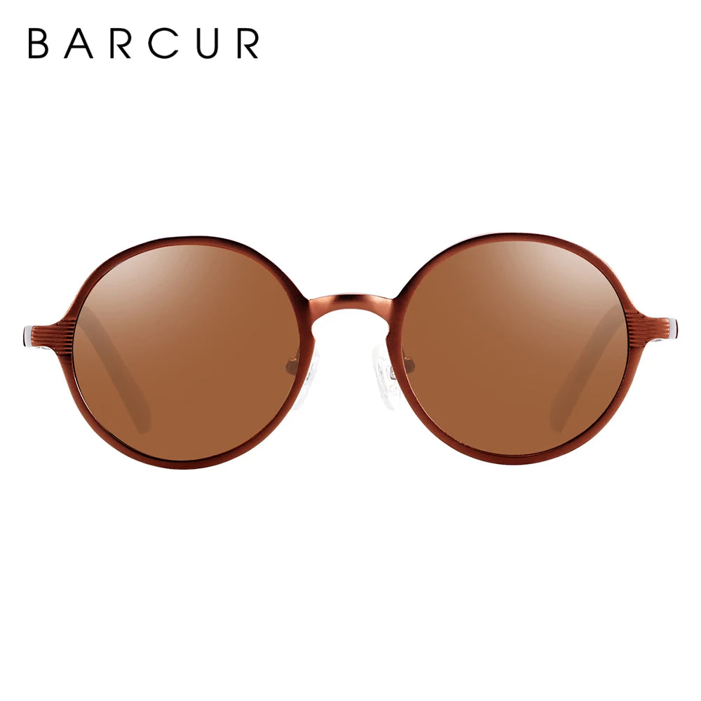 Óculos de Sol Redondo BARCUR Retrô Vintage UV400 – Luxo Masculino e Feminino