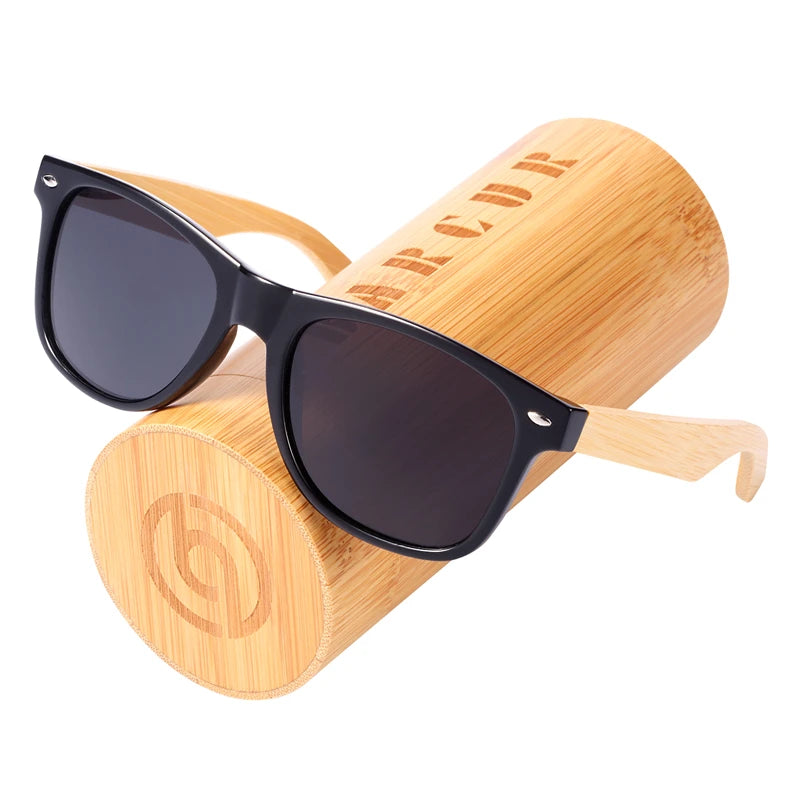 Óculos de Sol Masculino BARCUR – Polarizado em Bambu com Proteção UV400 e Armação Verde
