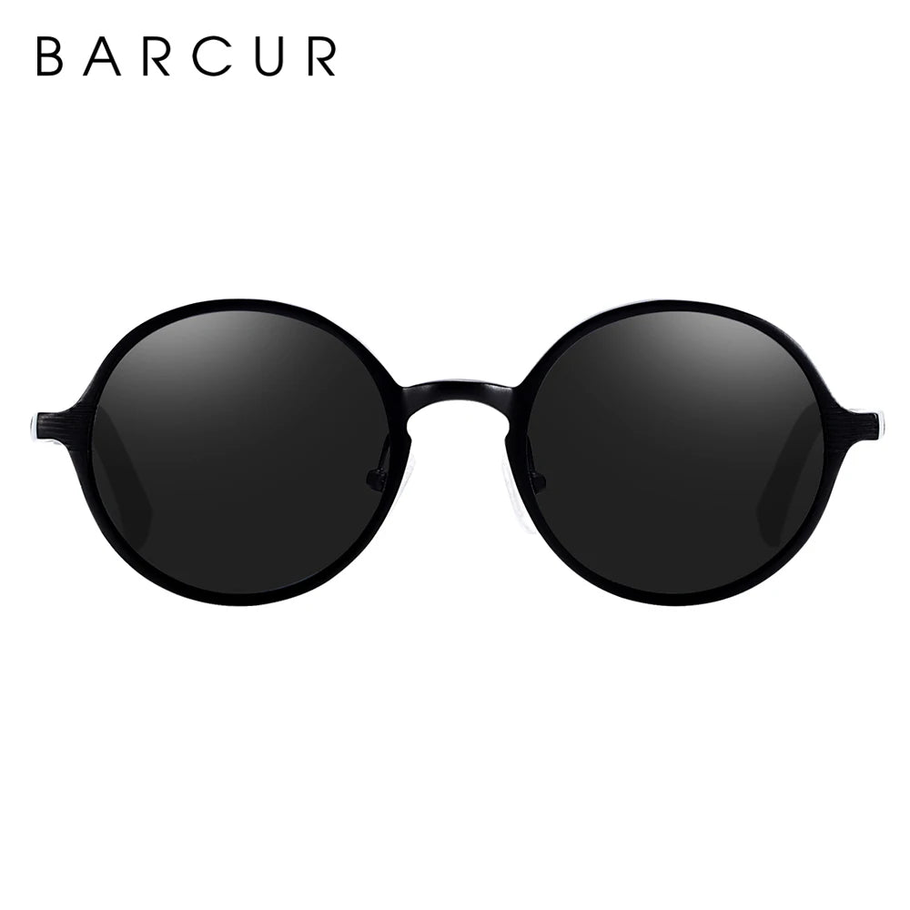 Óculos de Sol Redondo BARCUR Retrô Vintage UV400 – Luxo Masculino e Feminino