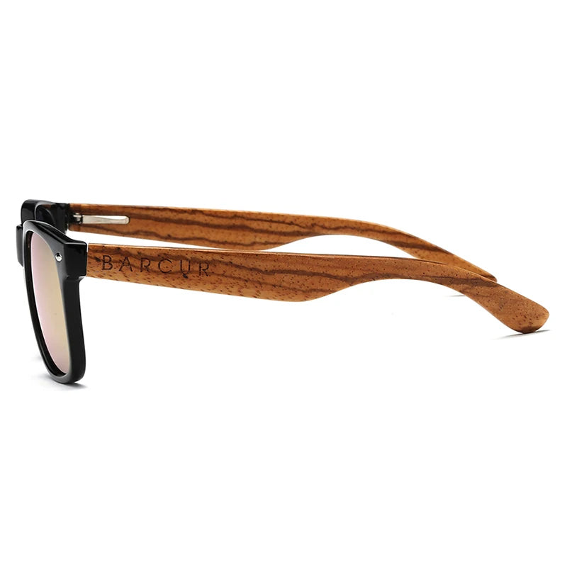 Óculos de Sol Masculino BARCUR Polarizado – Madeira Zebra Feito à Mão com Estojo