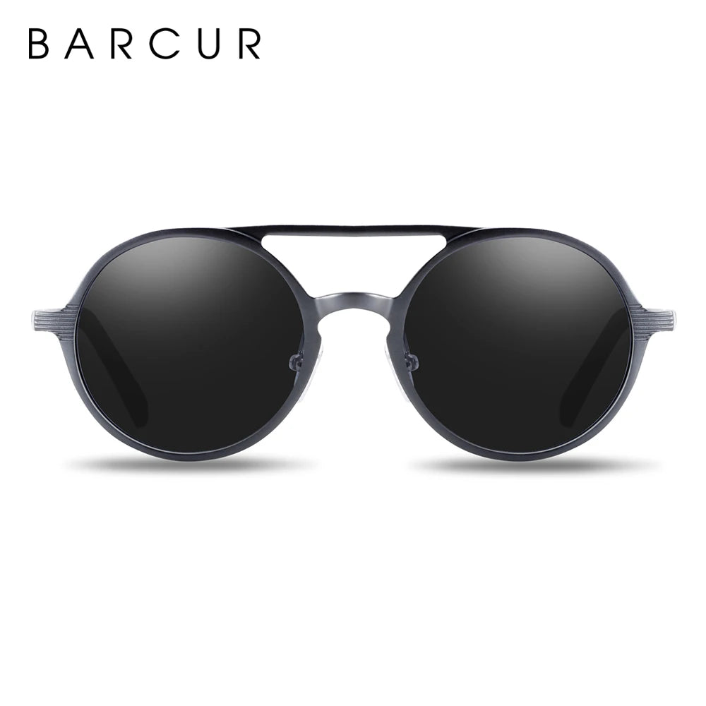 Óculos de Sol Redondo BARCUR Retrô Vintage UV400 – Luxo Masculino e Feminino