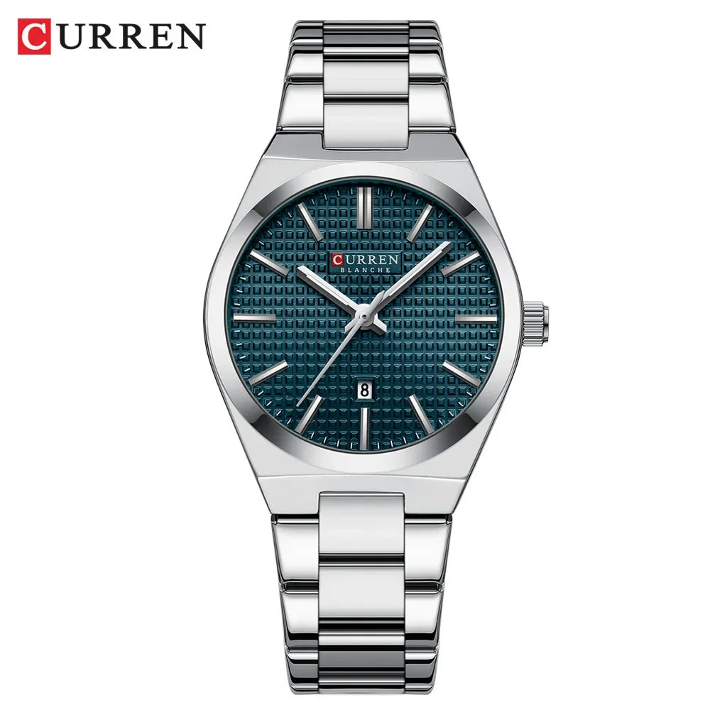 Relógio Feminino CURREN Quartz – Elegante com Pulseira de Aço Inoxidável e Mostrador “Love”
