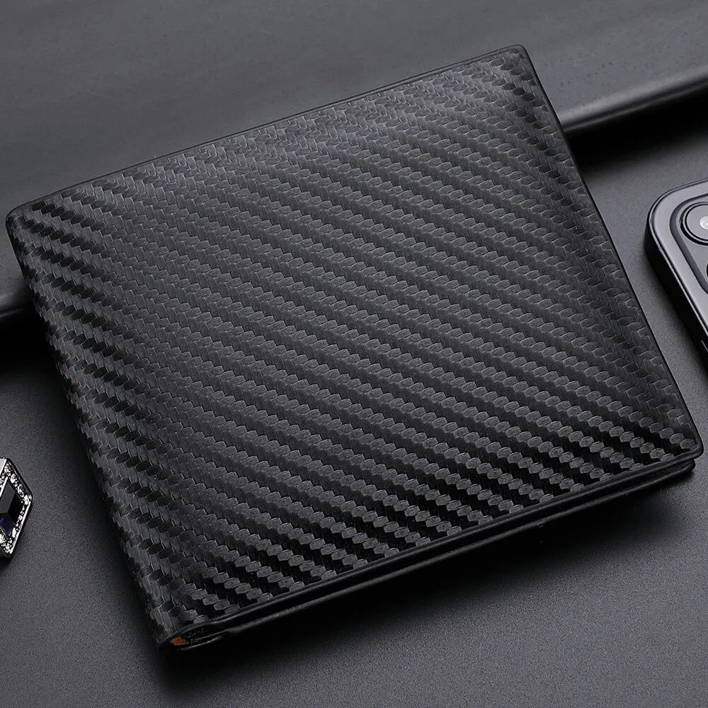 Carteira Masculina de Fibra de Carbono – Compacta, Elegante e com Zíper Integrado