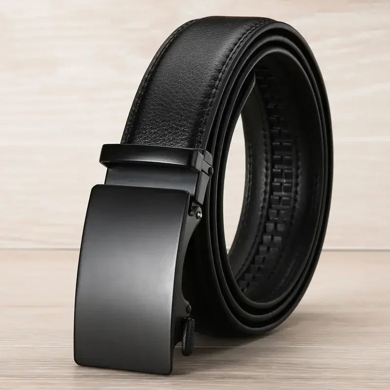 Cinto Masculino com Fivela Automática – Elegante para Negócios e Casual em Couro PU