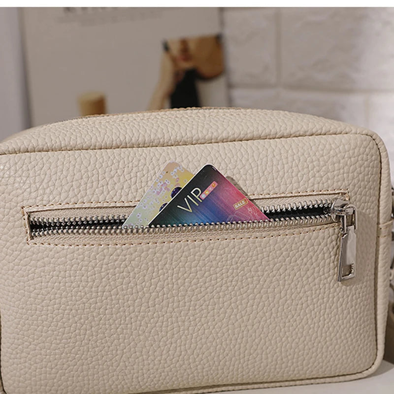 Bolsa Transversal Feminina Multi-Camadas em Couro PU – Fashion, Alça Larga e Confortável