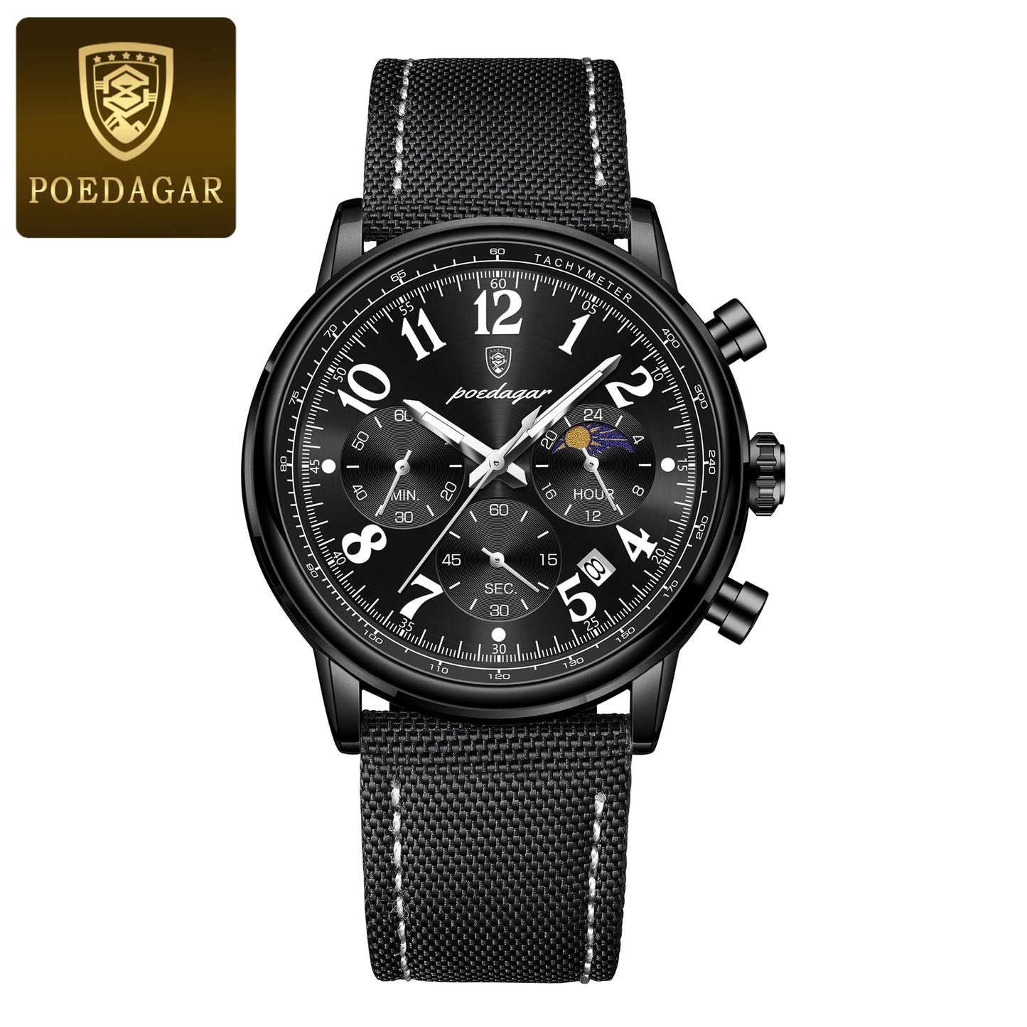 Relógio Masculino POEDAGAR Luxo – Quartzo com Pulseira em Nylon, Cronógrafo e à Prova d’Água