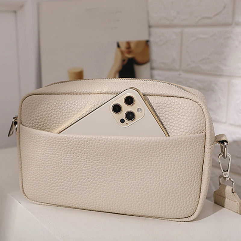 Bolsa Transversal Feminina Multi-Camadas em Couro PU – Fashion, Alça Larga e Confortável