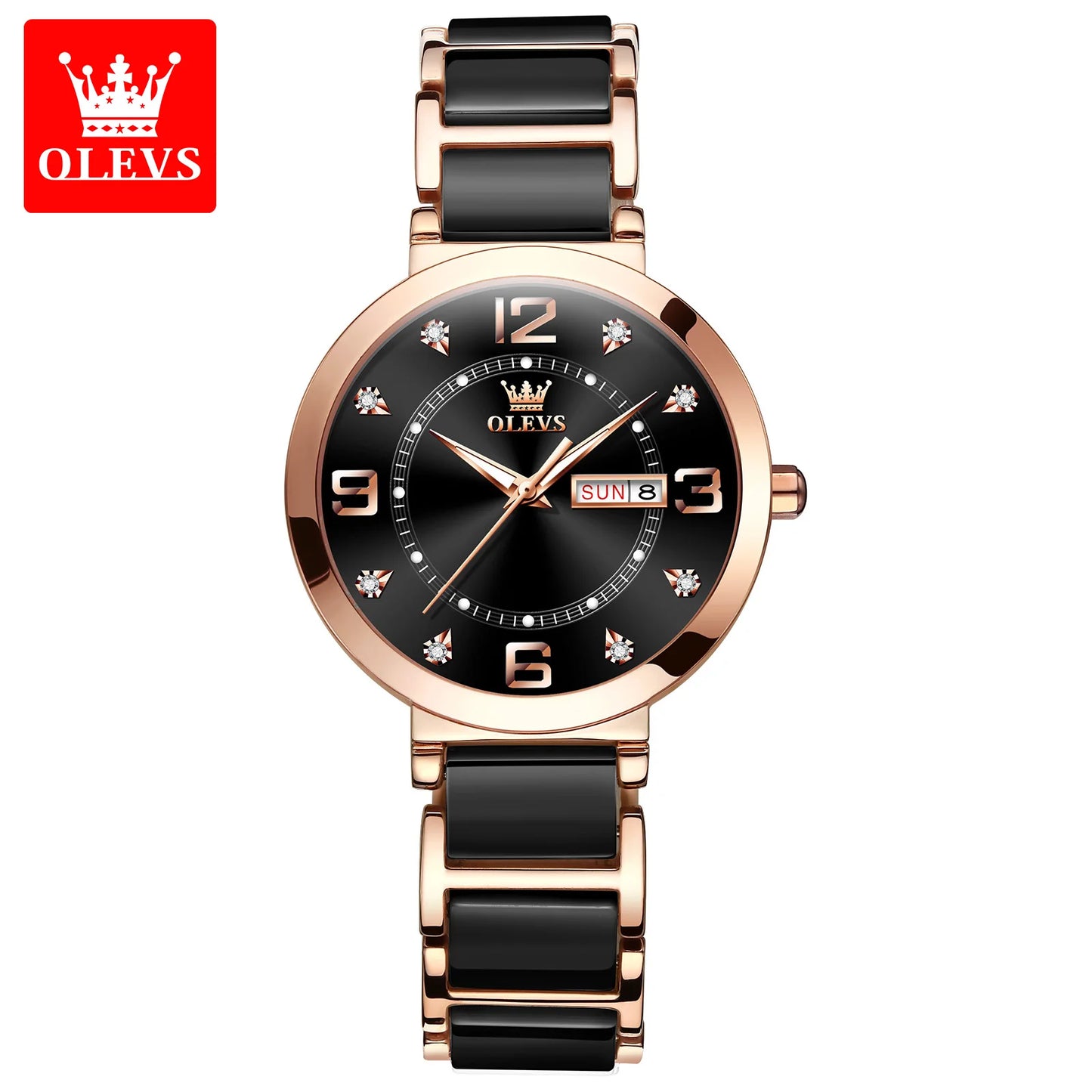 Relógio Feminino OLEVS – Luxo com Pulseira Tipo Cerâmica e Design Elegante à Prova d’Água