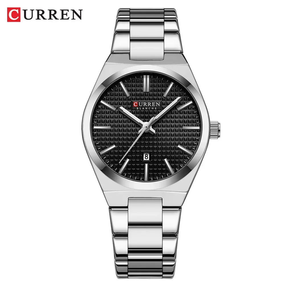 Relógio Feminino CURREN Quartz – Elegante com Pulseira de Aço Inoxidável e Mostrador “Love”