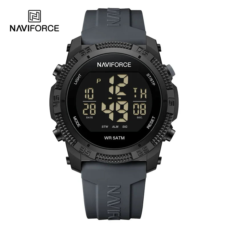 Relógio Masculino Digital NAVIFORCE NF7104 – Esportivo com Display LCD e Resistente à Água 5 ATM