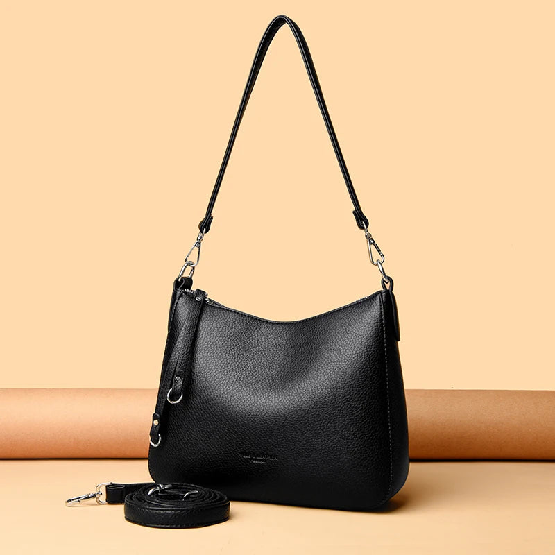 Bolsa Feminina de Ombro em Couro Macio – Designer de Luxo, Elegante e Versátil