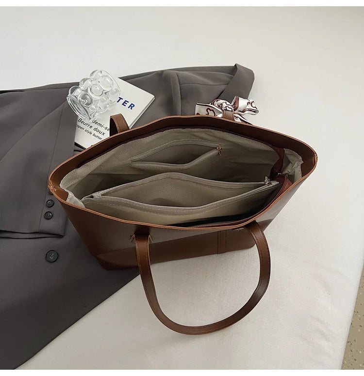 Bolsa Feminina de Verão Preta – Grande Capacidade e Design Casual para Ombro