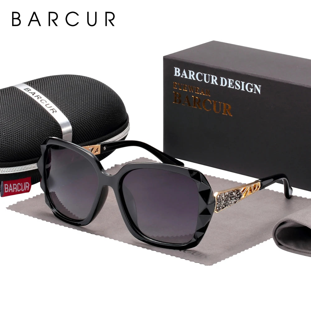 Óculos de Sol Feminino BARCUR – Polarizado com Proteção UV400 e Lente Degradê Fashion