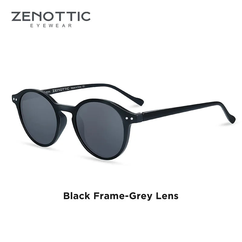 Óculos de Sol Redondo ZENOTTIC 2024 – Retrô Polarizado com Proteção UV400 e Estilo Vintage