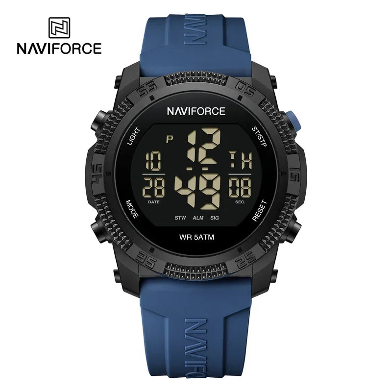 Relógio Masculino Digital NAVIFORCE NF7104 – Esportivo com Display LCD e Resistente à Água 5 ATM