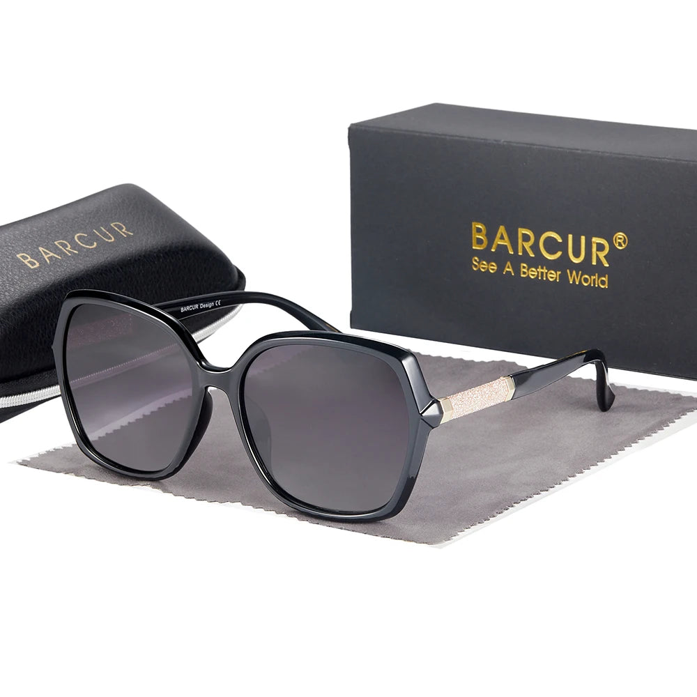 Óculos de Sol Feminino BARCUR – Polarizados UV400 com Lentes em Degradê e Armação Borboleta Fashion