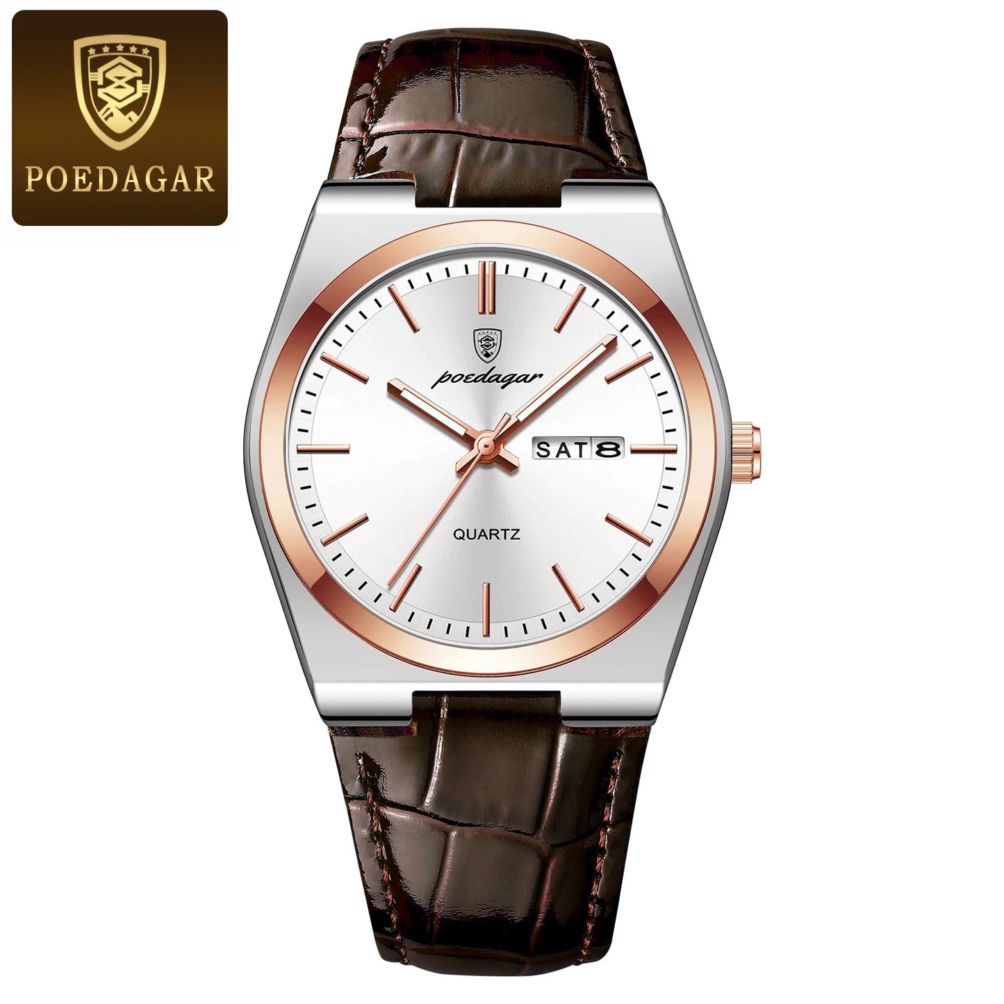 Relógio Masculino POEDAGAR Luxo – Quartzo em Couro Fashion Casual com Data e à Prova d’Água