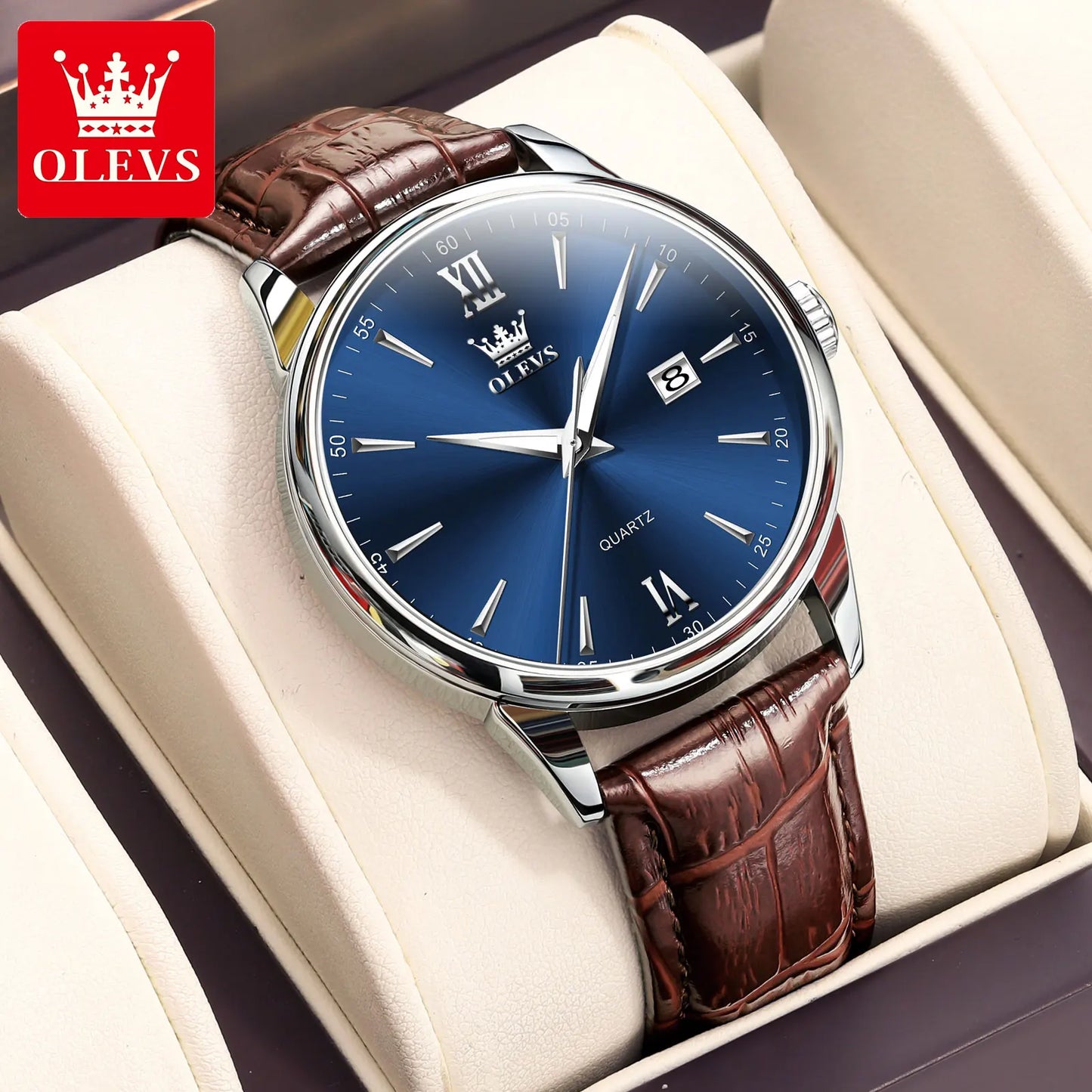 Relógio Masculino OLEVS Luxo – Quartzo em Aço Inoxidável Fashion Business à Prova d’Água