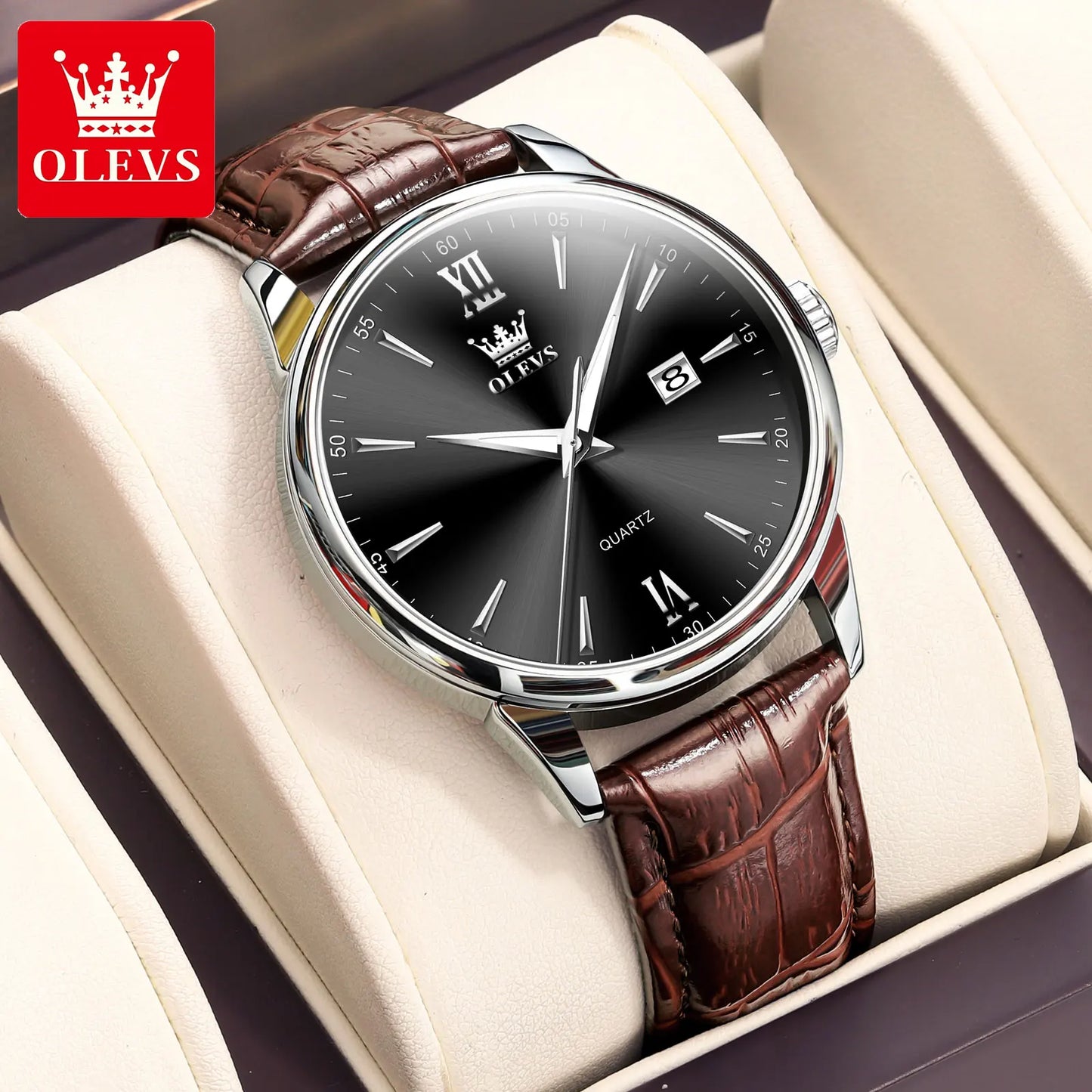 Relógio Masculino OLEVS Luxo – Quartzo em Aço Inoxidável Fashion Business à Prova d’Água