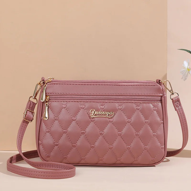 Bolsa Transversal Feminina em Couro PU – Grande Capacidade com Bordado e Design Fashion