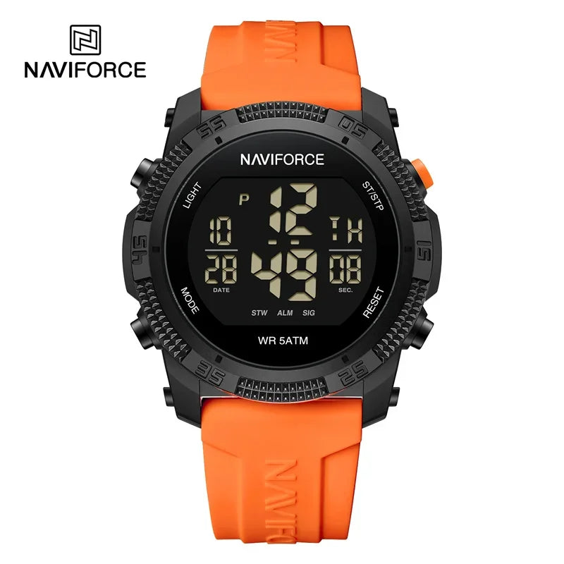 Relógio Masculino Digital NAVIFORCE NF7104 – Esportivo com Display LCD e Resistente à Água 5 ATM