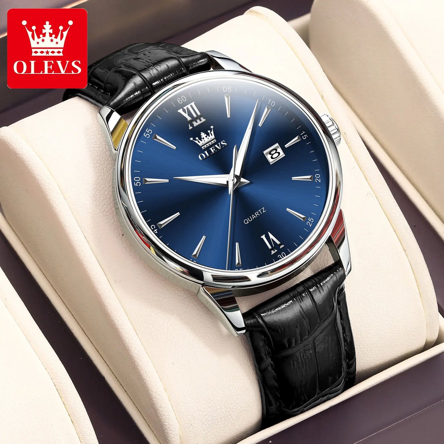 Relógio Masculino OLEVS Luxo – Quartzo em Aço Inoxidável Fashion Business à Prova d’Água