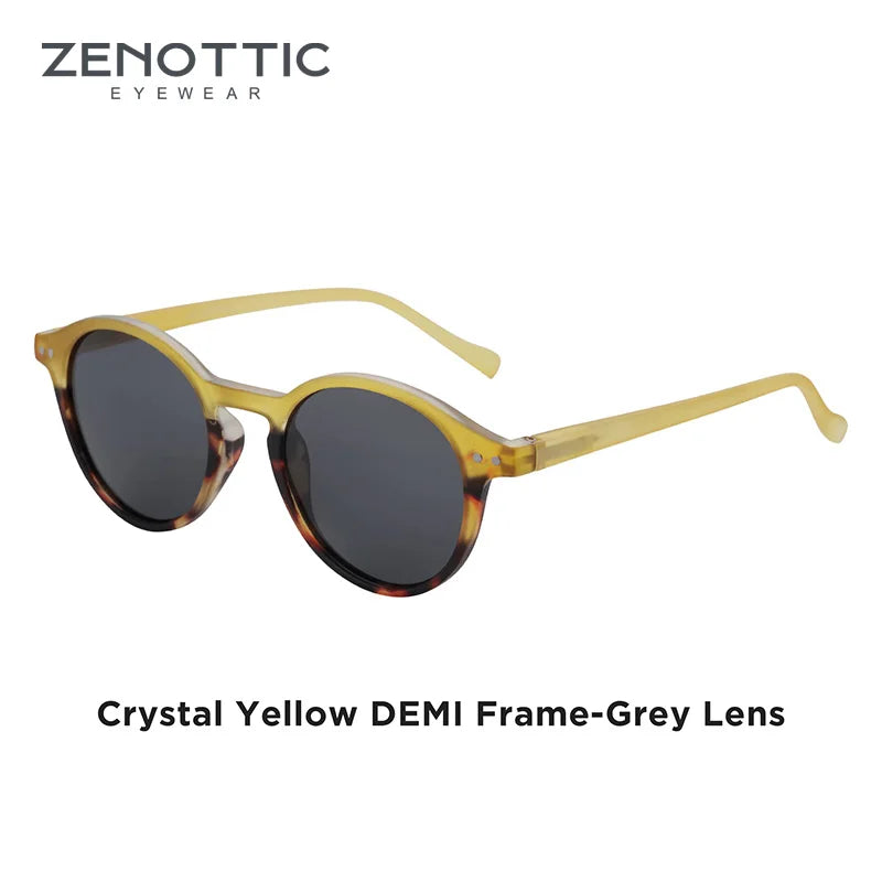 Óculos de Sol Redondo ZENOTTIC 2024 – Retrô Polarizado com Proteção UV400 e Estilo Vintage