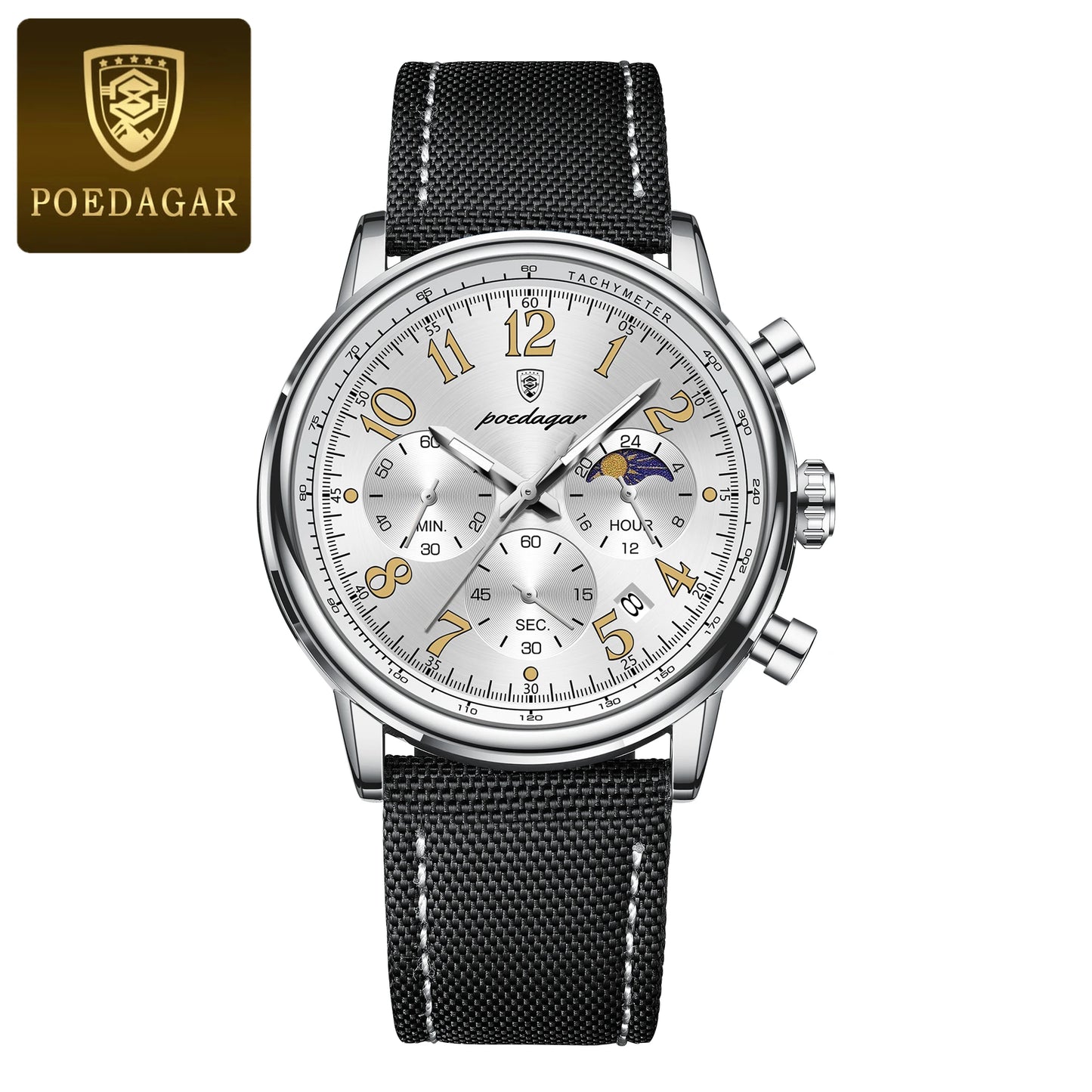 Relógio Masculino POEDAGAR Luxo – Quartzo com Pulseira em Nylon, Cronógrafo e à Prova d’Água