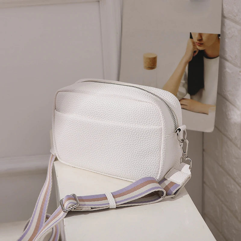 Bolsa Transversal Feminina Multi-Camadas em Couro PU – Fashion, Alça Larga e Confortável