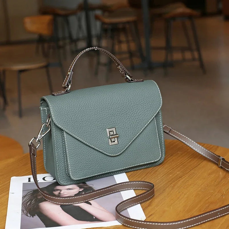 Bolsa Feminina em Couro Legítimo – Grande Capacidade, Estilo Retrô Casual e Elegante