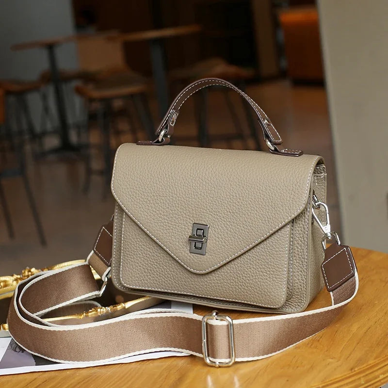 Bolsa Feminina em Couro Legítimo – Grande Capacidade, Estilo Retrô Casual para Ombro e Mão