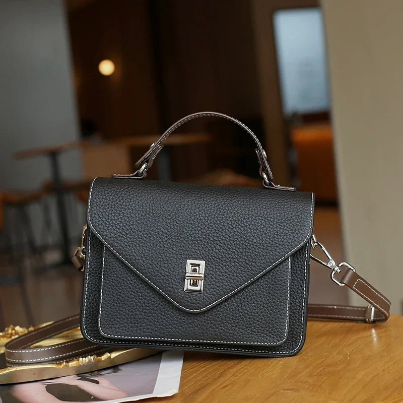 Bolsa Feminina em Couro Legítimo – Grande Capacidade, Estilo Retrô Casual e Elegante