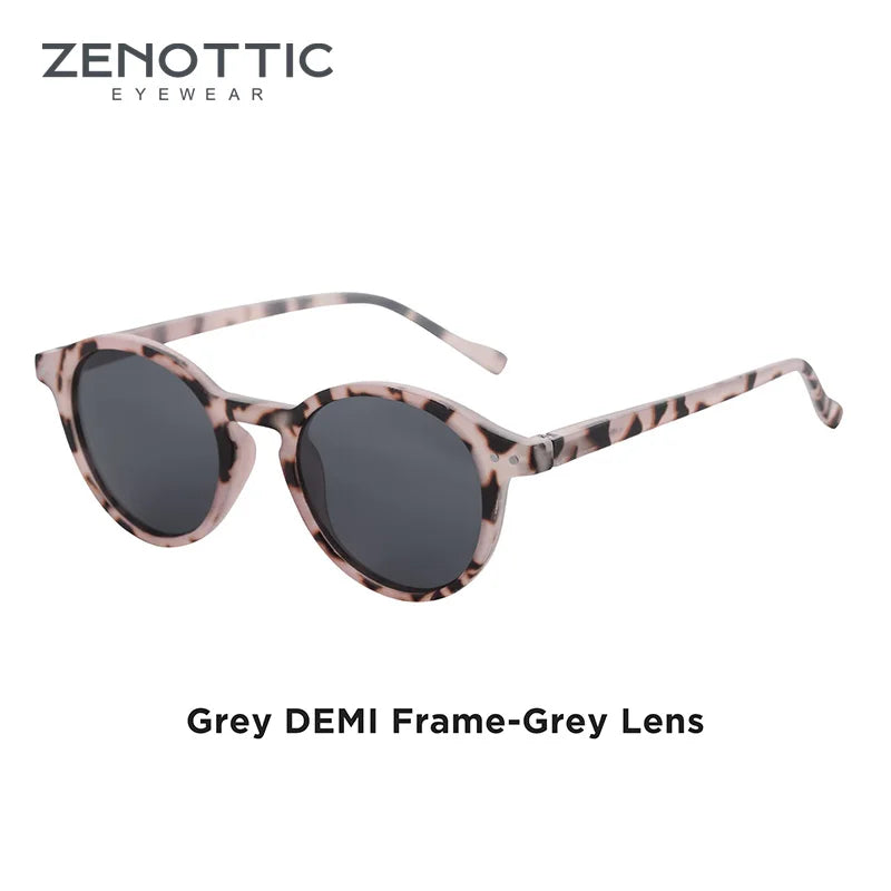 Óculos de Sol Redondo ZENOTTIC 2024 – Retrô Polarizado com Proteção UV400 e Estilo Vintage
