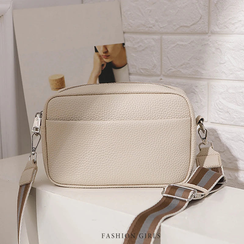Bolsa Transversal Feminina Multi-Camadas em Couro PU – Fashion, Alça Larga e Confortável