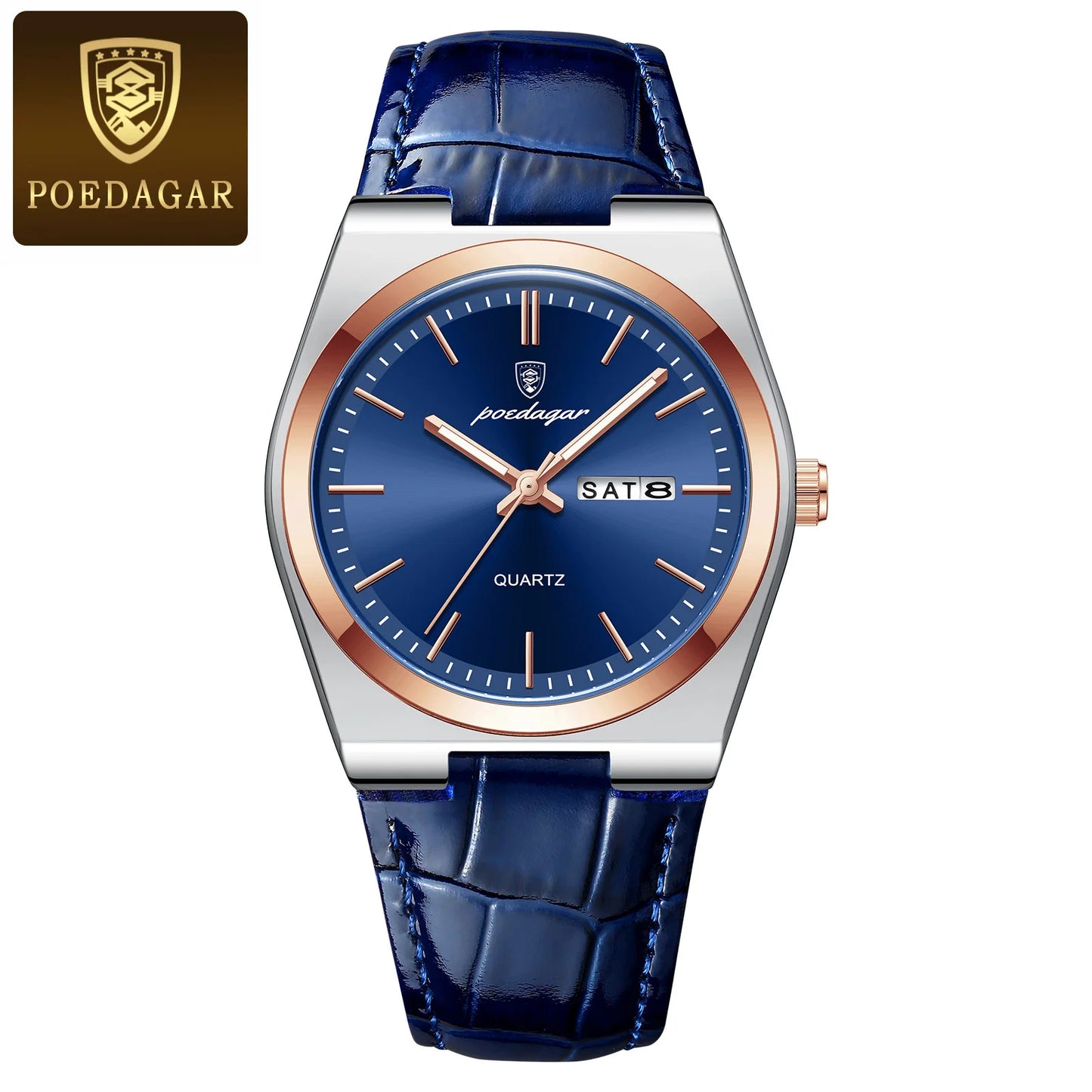 Relógio Masculino POEDAGAR Luxo – Quartzo em Couro Fashion Casual com Data e à Prova d’Água
