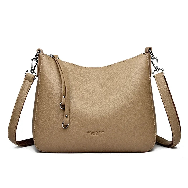 Bolsa Feminina de Ombro em Couro Macio – Designer de Luxo, Elegante e Versátil