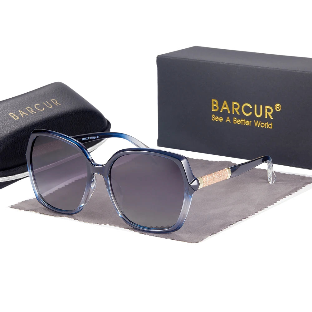 Óculos de Sol Feminino BARCUR – Polarizados UV400 com Lentes em Degradê e Armação Borboleta Fashion