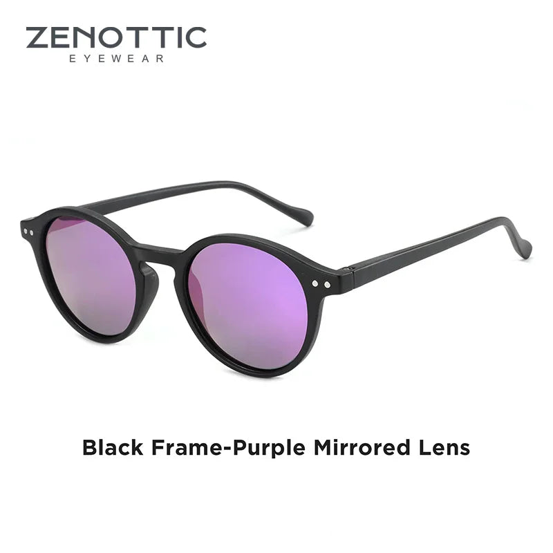 Óculos de Sol Redondo ZENOTTIC 2024 – Retrô Polarizado com Proteção UV400 e Estilo Vintage