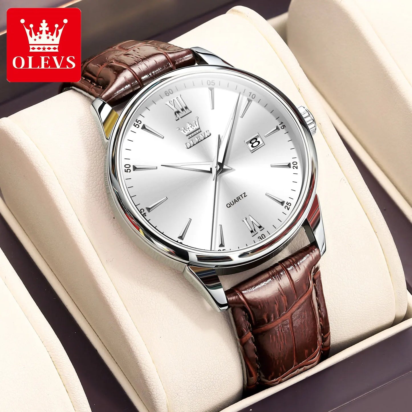 Relógio Masculino OLEVS Luxo – Quartzo em Aço Inoxidável Fashion Business à Prova d’Água