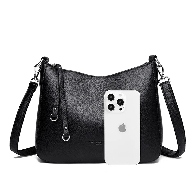 Bolsa Feminina de Ombro em Couro Macio – Designer de Luxo, Elegante e Versátil