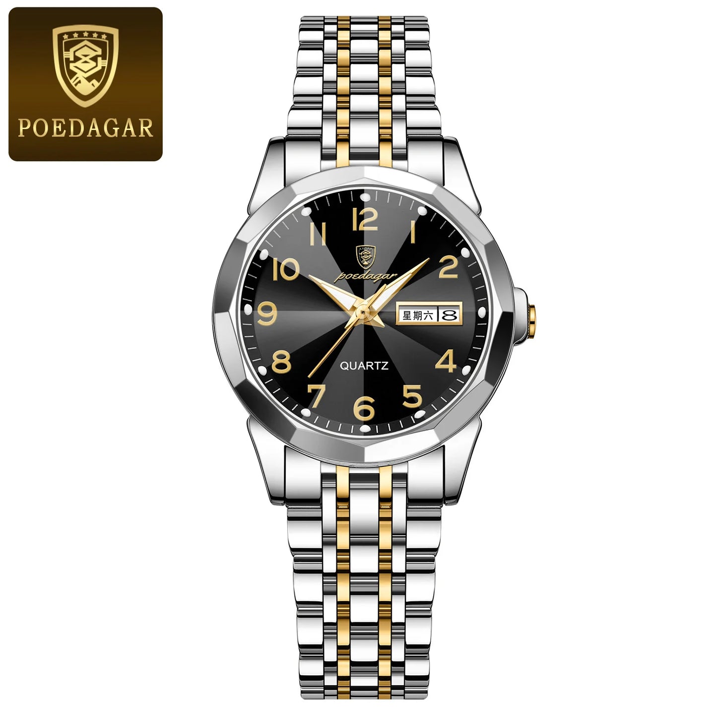 Relógio Feminino POEDAGAR Original – Quartzo em Aço Inoxidável, à Prova d’Água e Fashion