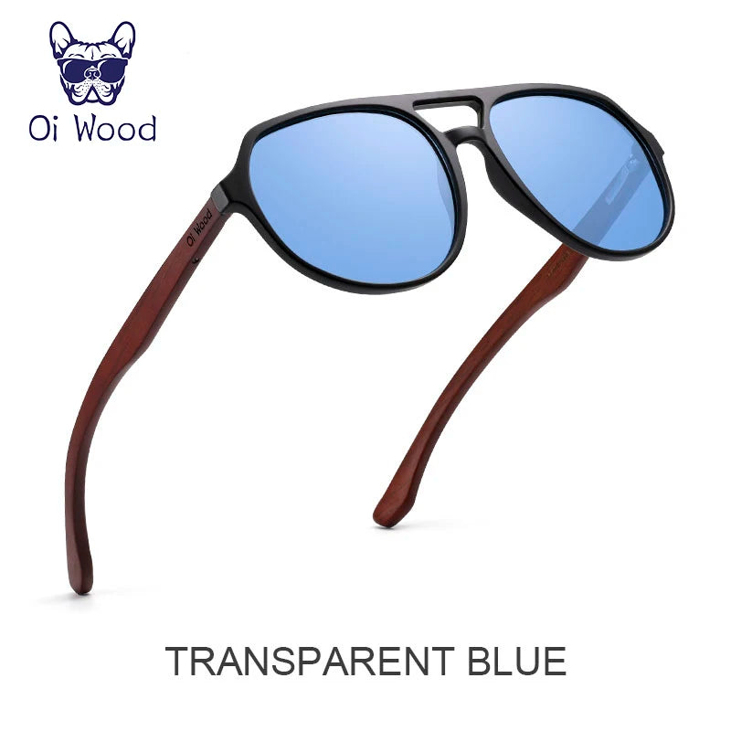 Óculos de Sol Oi Wood – Polarizados UV400, Aparência de Madeira Natural, Unissex, Estilo Clássico e Casual