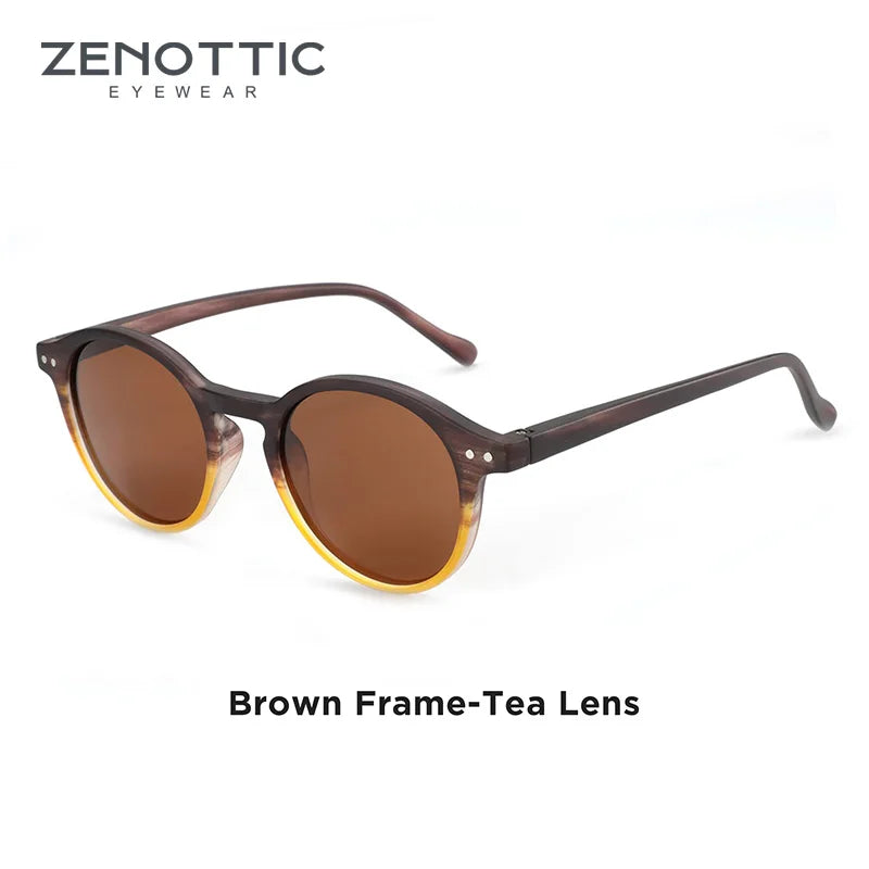 Óculos de Sol Redondo ZENOTTIC 2024 – Retrô Polarizado com Proteção UV400 e Estilo Vintage