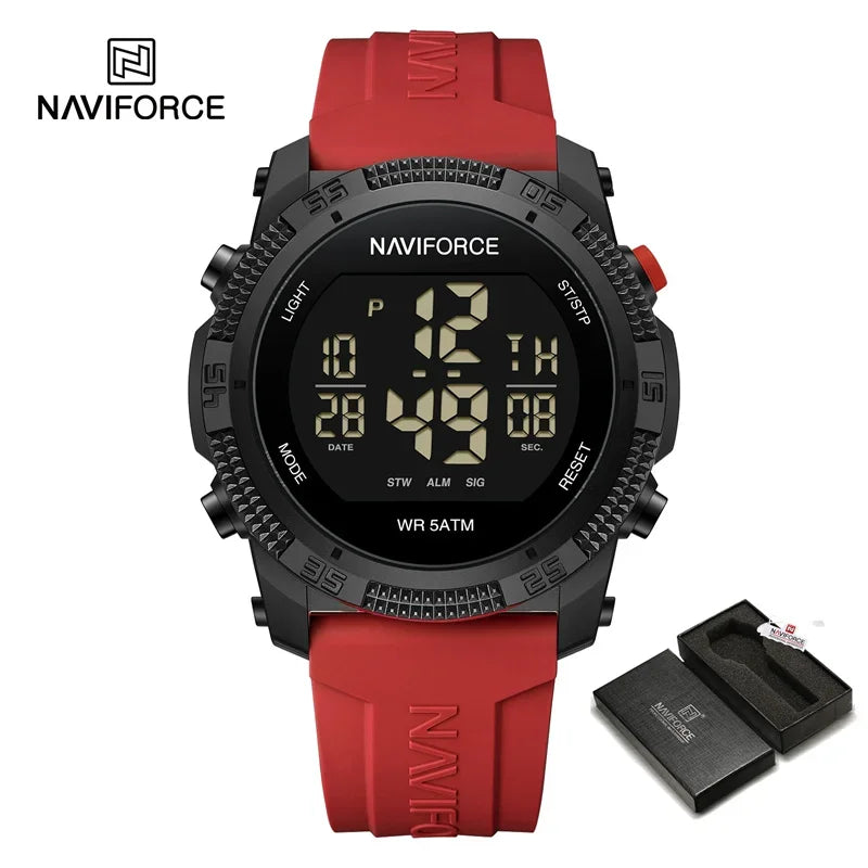 Relógio Masculino Digital NAVIFORCE NF7104 – Esportivo com Display LCD e Resistente à Água 5 ATM